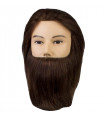 Tête à coiffer cheveux naturels homme 30cm barbe-moustache